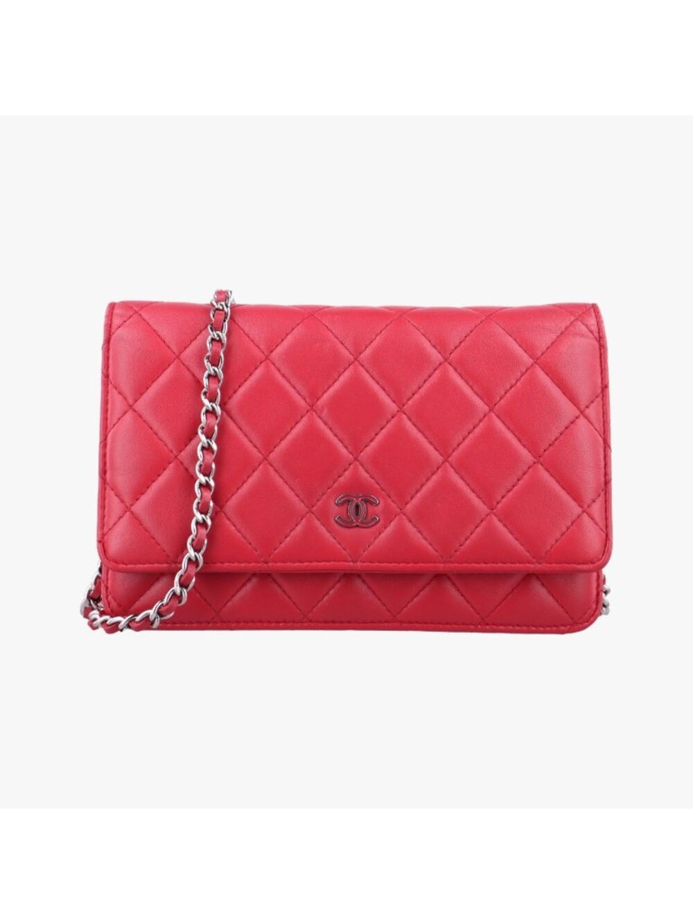 Chanel Quilted CC Logo Red Lambskin